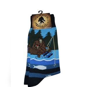 Bigfoot Sock Co. Fishing Sasquatch On Doc/ Fish Designs Unisex Socks Size 6-12